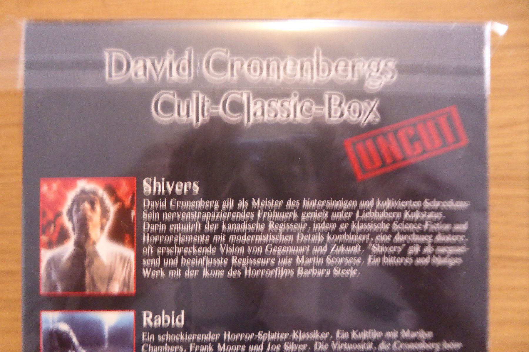 Tutti i DVDs: David Cronenberg Shivers & Rabid uncut – Usato da Allschwil venduto da Summelsarium 2