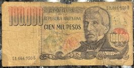 Argentinien 100'000 Pesos Geldschein, Sammlerstück 1977 🇨🇭
