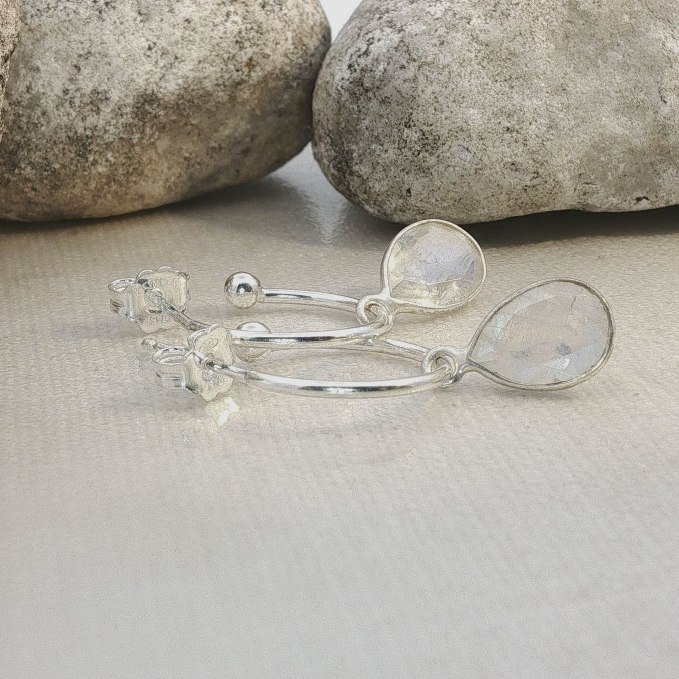 Olga Ribler Ohrringe & -stecker: Sterling Silber 925 Halbcreolen mit Mondstein – Neu (gemäss Beschreibung) aus Luzern von Schmuckoutlet 5