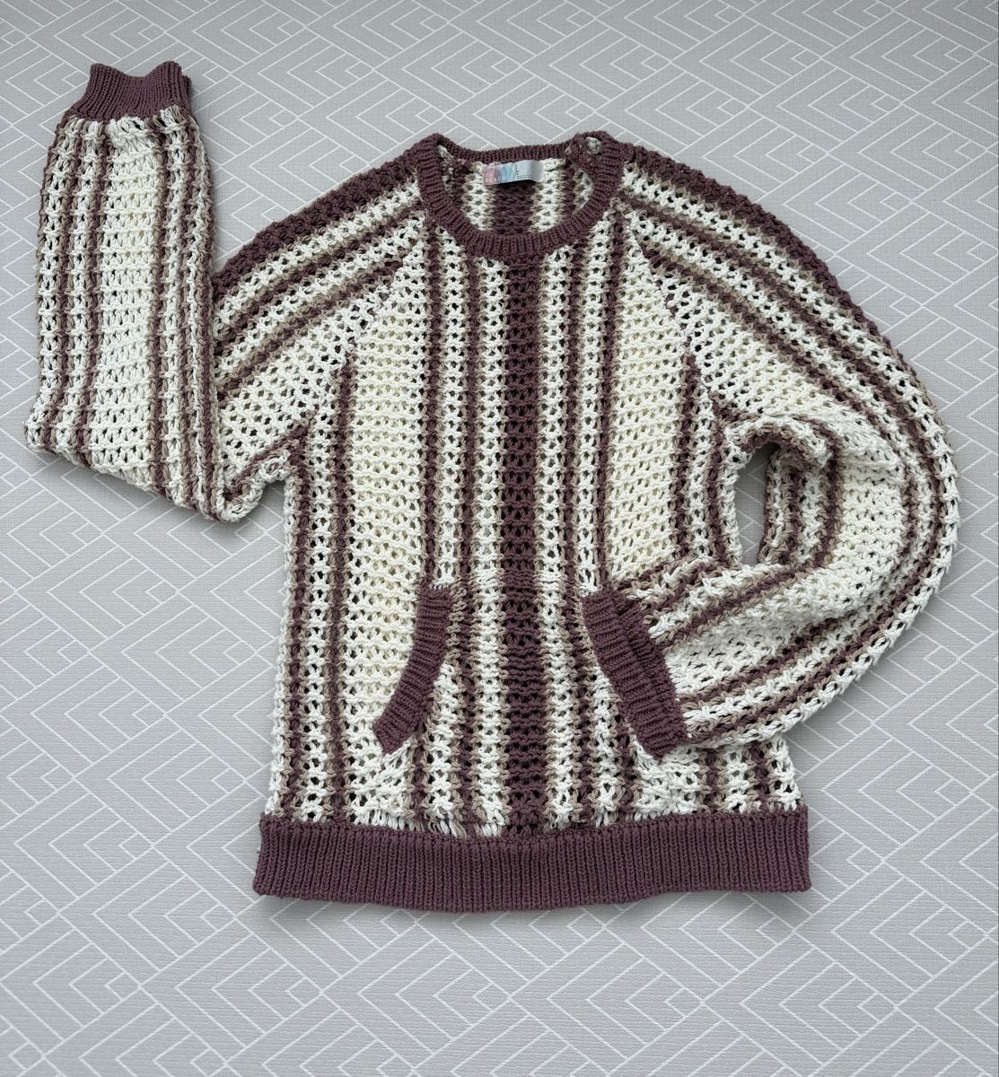 Pullover & Sweatshirts: Crochet Pullover striped size L – Neu (gemäss Beschreibung) aus Cham von Tommuka