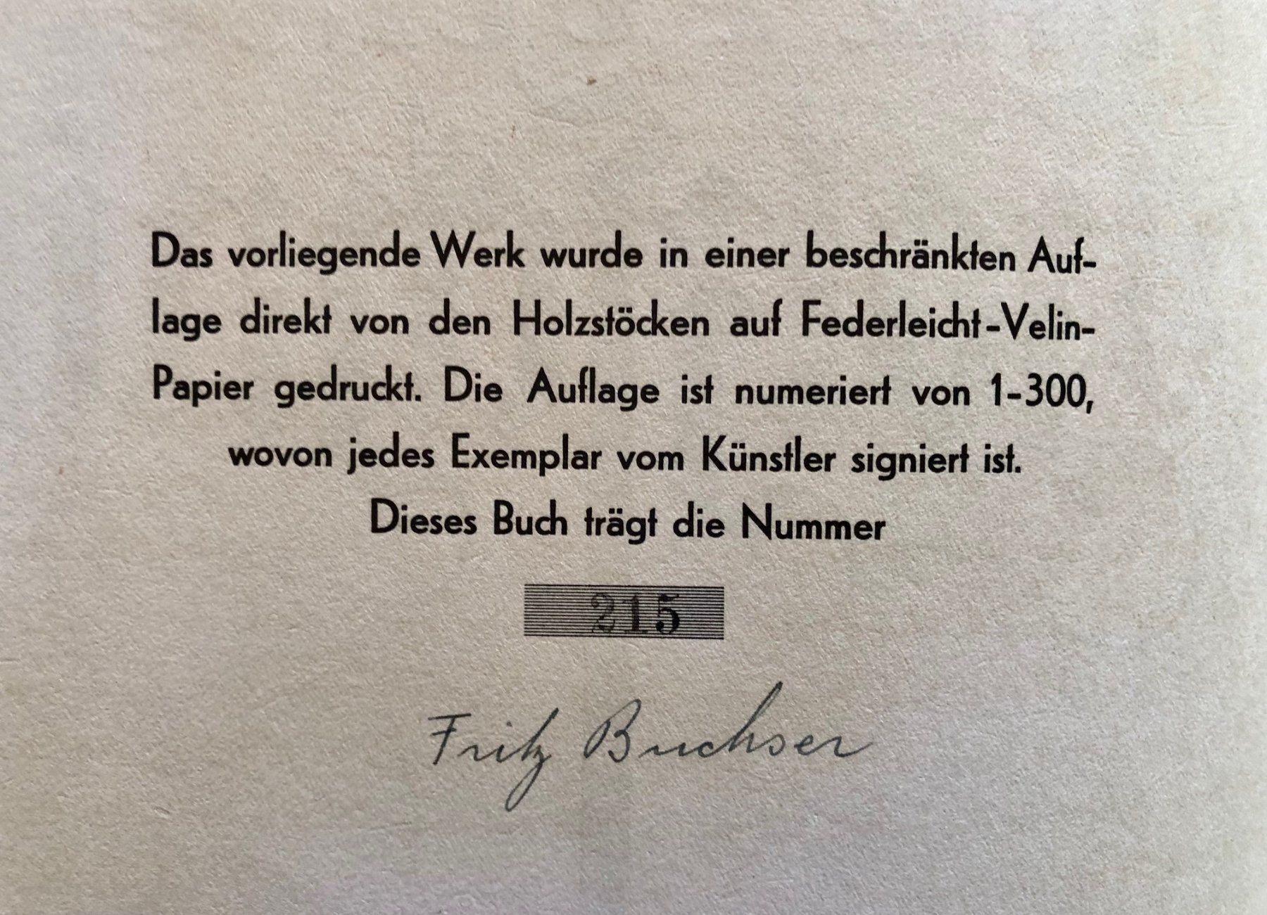 Xilografie: Buch "Holzschnitte" von Fritz Buchser – Usato da Winterthur venduto da Barunggeli 2