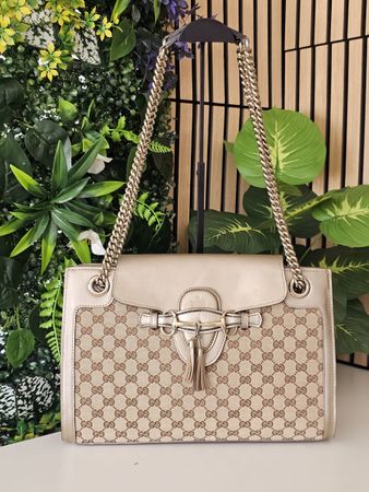 Gucci Tasche GG Canvas Leder metallic Gold 295403 527066