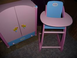 Baby Born Puppenschrank und Hochstuhl wie neu