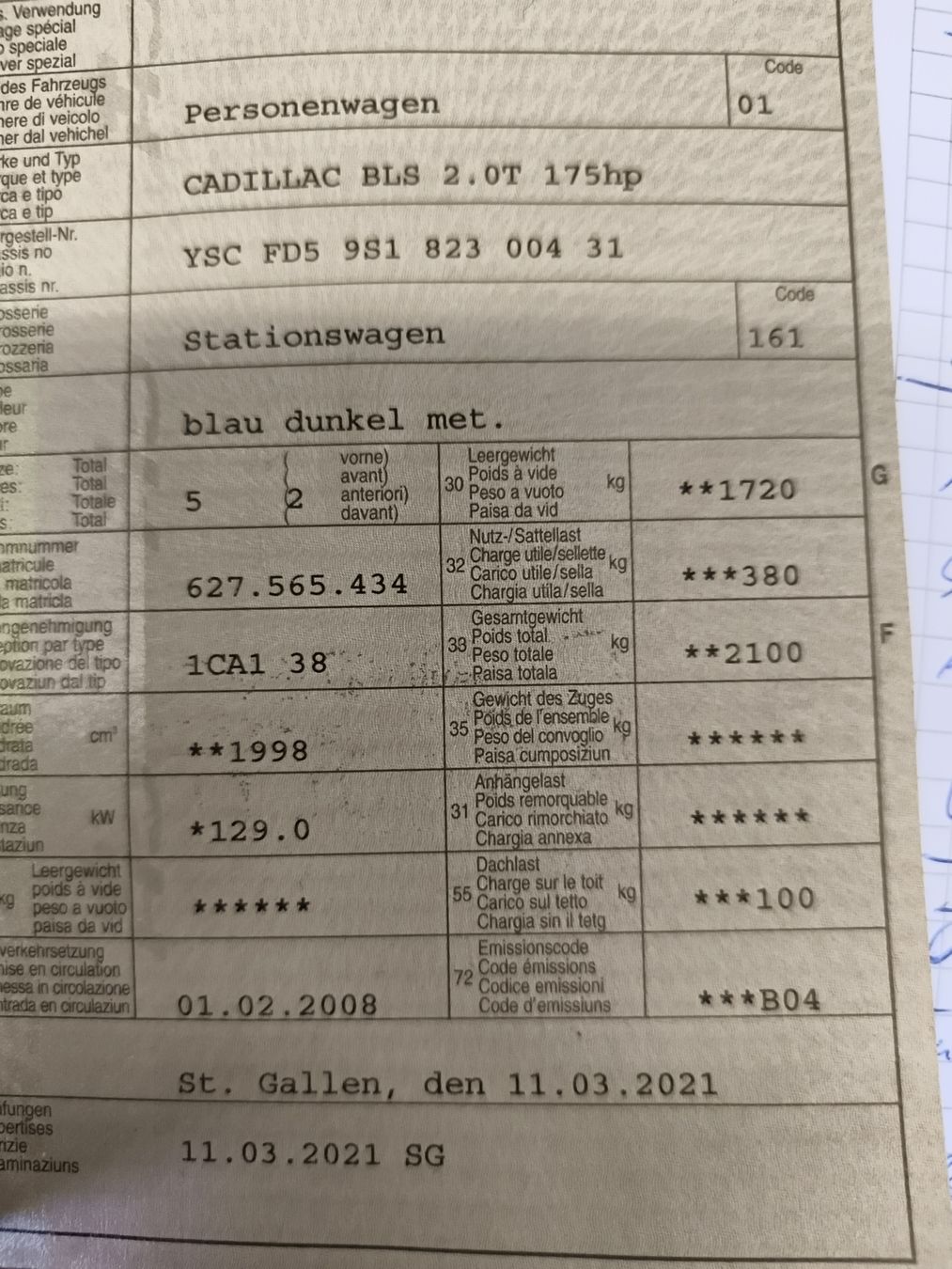 Cadillac Automobili: Caddilac BLS   – Difettoso da lüchingen venduto da haa_5jd6 7