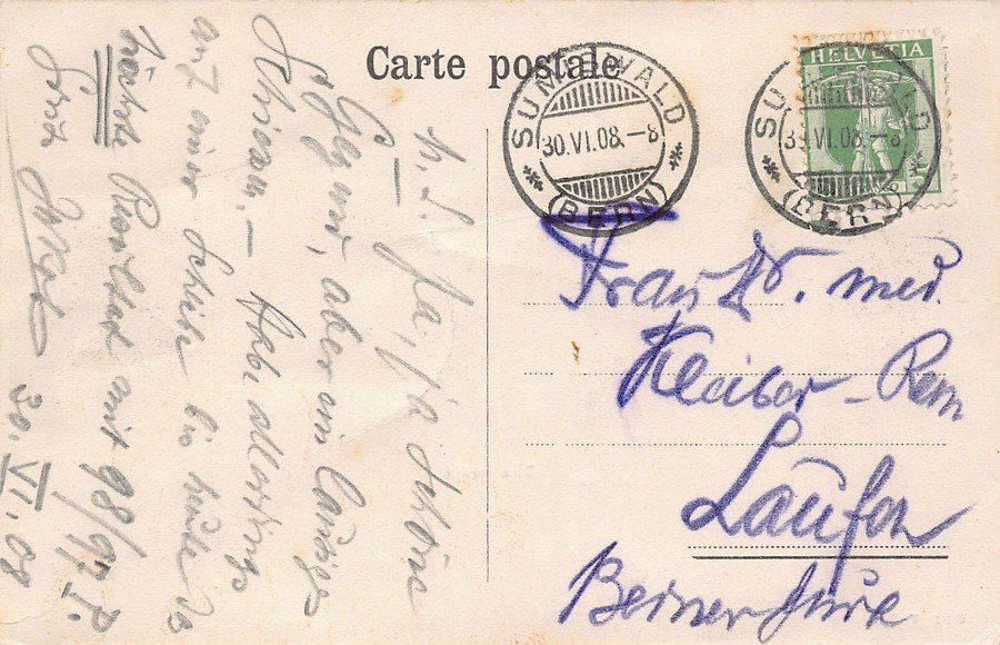 Ansichtskarten: Sumiswald, gelaufen 1908 – Gebraucht aus Frauenfeld von POML 1