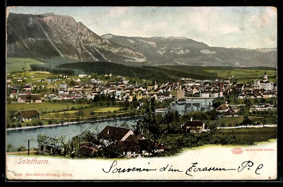 Cartoline postali: Solothurn, Ortsansicht mit Bergkulisse – Usato da Berlin venduto da bartko-reher