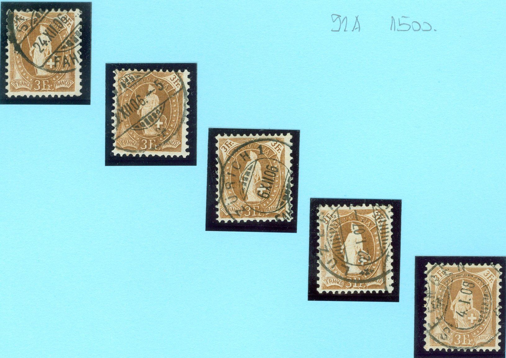 Alle Briefmarken: 1906/08 Schweiz Steh Helvetia – Gebraucht aus Zürich von yago-rot