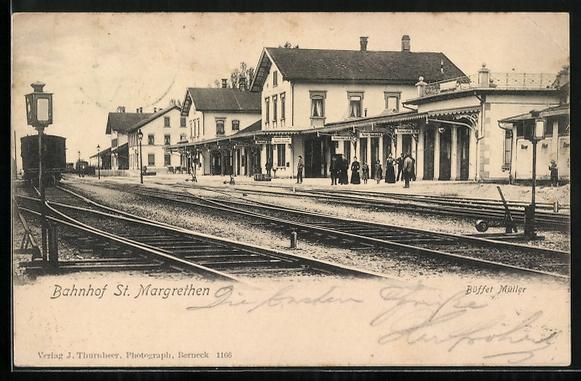 Cartoline postali: AK St. Margrethen, Bahnhof mit Bahnsteig – Usato da Berlin venduto da bartko-reher