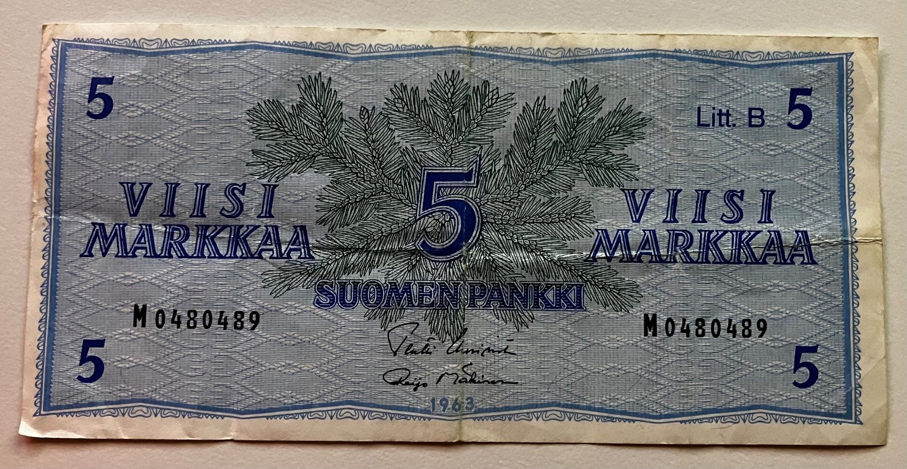 Banconote: Finnland 5 Markkaa 1963 – Usato da Algetshausen venduto da Carrhard