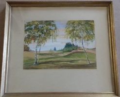 Aquarell  Baum/Landschaft von F. Waller