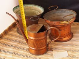 lot de pots en cuivre ancien et 1 petit arrosoir 1x jdeal