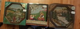 3 Vintage Gobelin Bilder mit Stickgarn zum selbersticken.