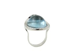 Aquamarin Ring mit Brillanten in 18K Weissgold *S4055