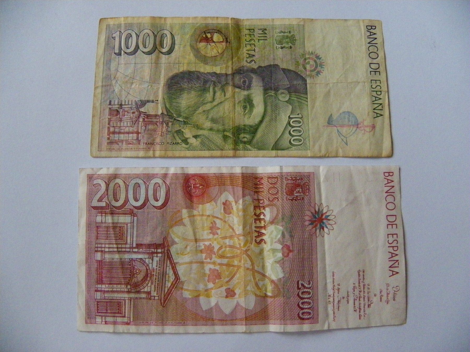 Billets de banque: Spain 1000 & 2000 Pesetas 1992, Gebraucht – D'occasion à Untersiggenthal par Gas61 1