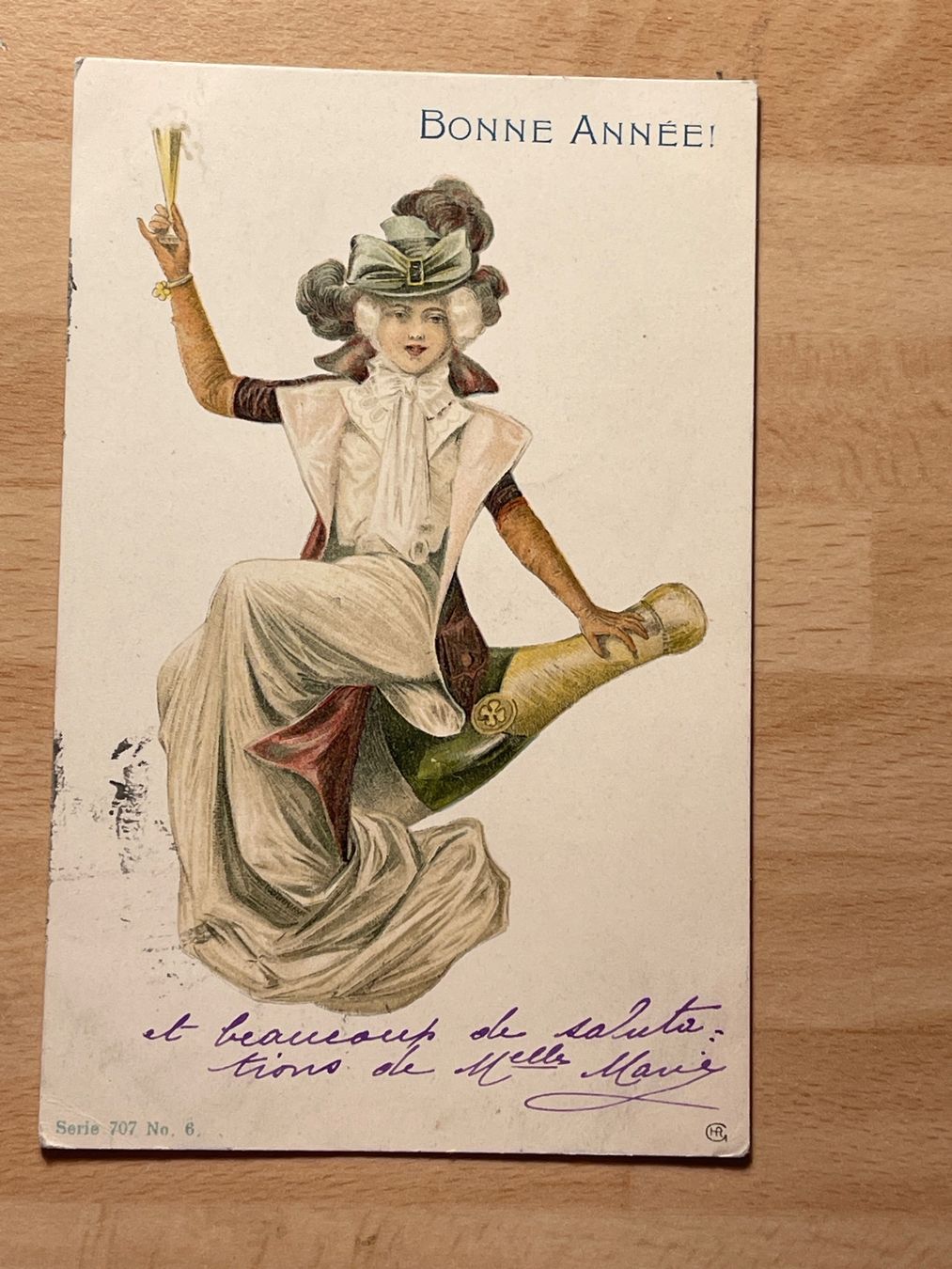 Cartoline postali: Antike Neujahrskarte, "Bonne Année!" – Usato da Strengelbach venduto da Aschatan5