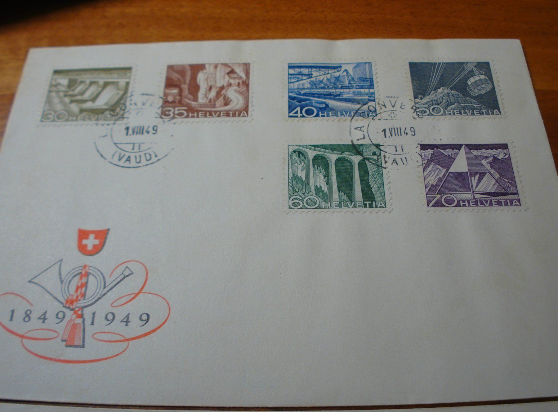 Alle Briefmarken: 2 Brief Landschaft + Technik 1949, ET-o La Conversion Vaud – Gebraucht aus Niederwil AG von morostahu 2
