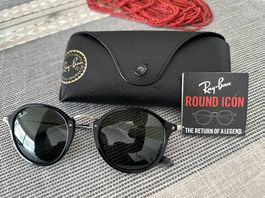 Ray-Ban Round schwarz mit Silberrahmen RB 2447
