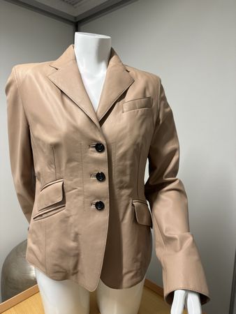 René Lezard Kunstleder-Lederblazer beige Gr. 40