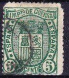 Tutti i francobolli: Timbre Espagne 1874 5 centimos Impto de Guerra obl. – Usato da Blonay venduto da Leglaude_01