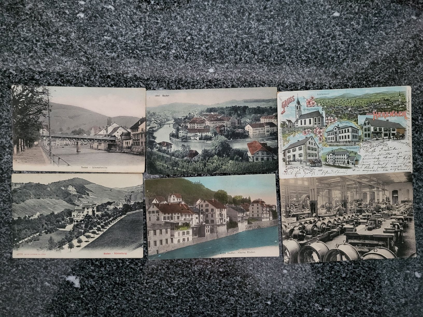 Ansichtskarten: 6 Ansichtskarten, frankiert, Baden, um 1900 – Gebraucht aus Zürich von