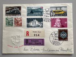 1948 IMABA Basel Express-Brief sltene Mischfrankatur