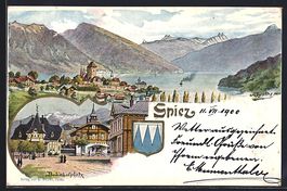 Spiez, Bahnhofsplatz mit Gesamtansicht u