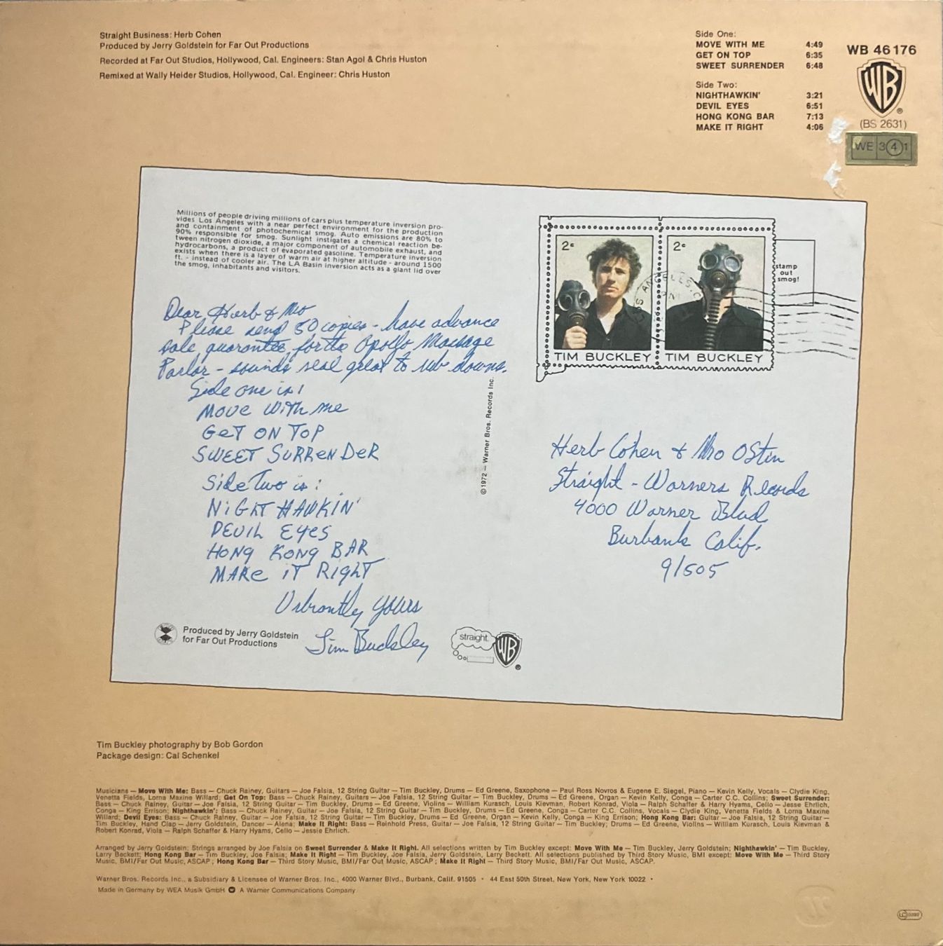 Dischi in vinile: TIM BUCKLEY - GREETINGS FROM L.A. – Usato da Poliez-Pittet venduto da Newtown-Records 1