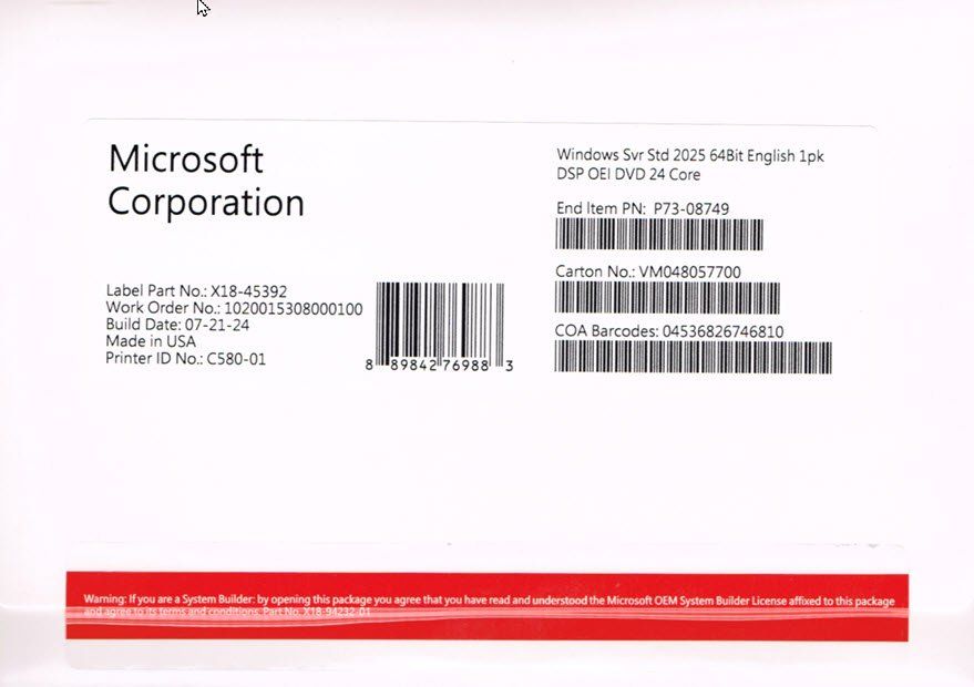 Microsoft Applications: Windows Server 2025 Standard 24 Core – Neuf (Voir description) à Langenthal par Reda 1