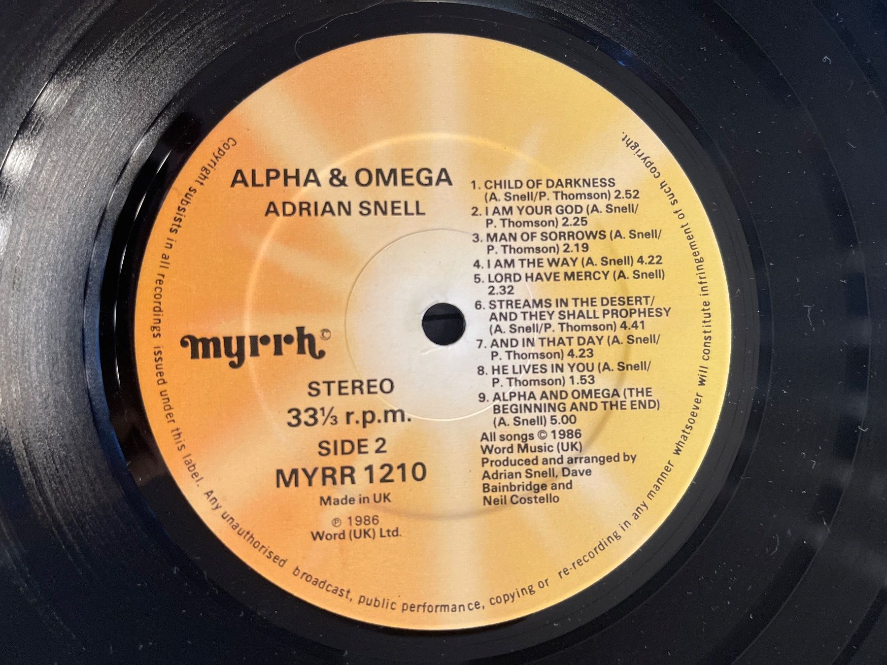 Dischi in vinile: S1645/Adrian Snell - Alpha & Omega – Usato da Frutigen venduto da Philippe_jsp 2