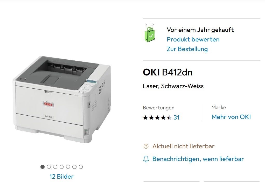 Oki Stampanti: OKI B412dn, Laser Drucker, Schwarz-Weiss Drucker – Usato da Bubikon venduto da hachia888 2