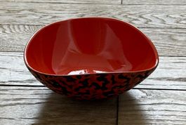 Vintage Schale 70er Jahre, orange-schwarz