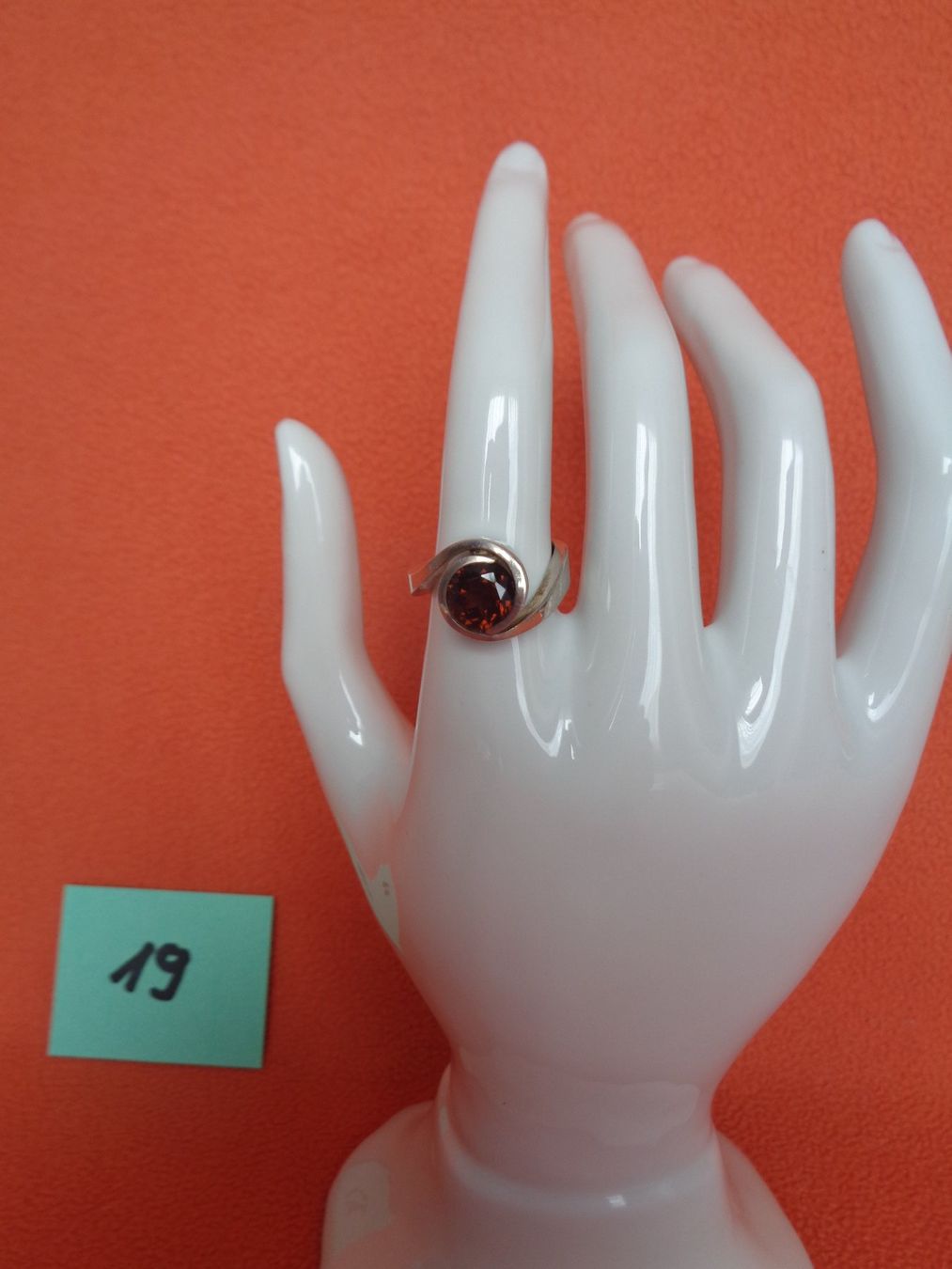 Anelli: Silberring mit orangefarb. Stein - Sterling Silber 925 Gr 50 – Nuovo (secondo la descrizione) da Chur venduto da omonia