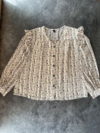 M.R.F Damen Bluse mit grünen Streifen - Größe XL