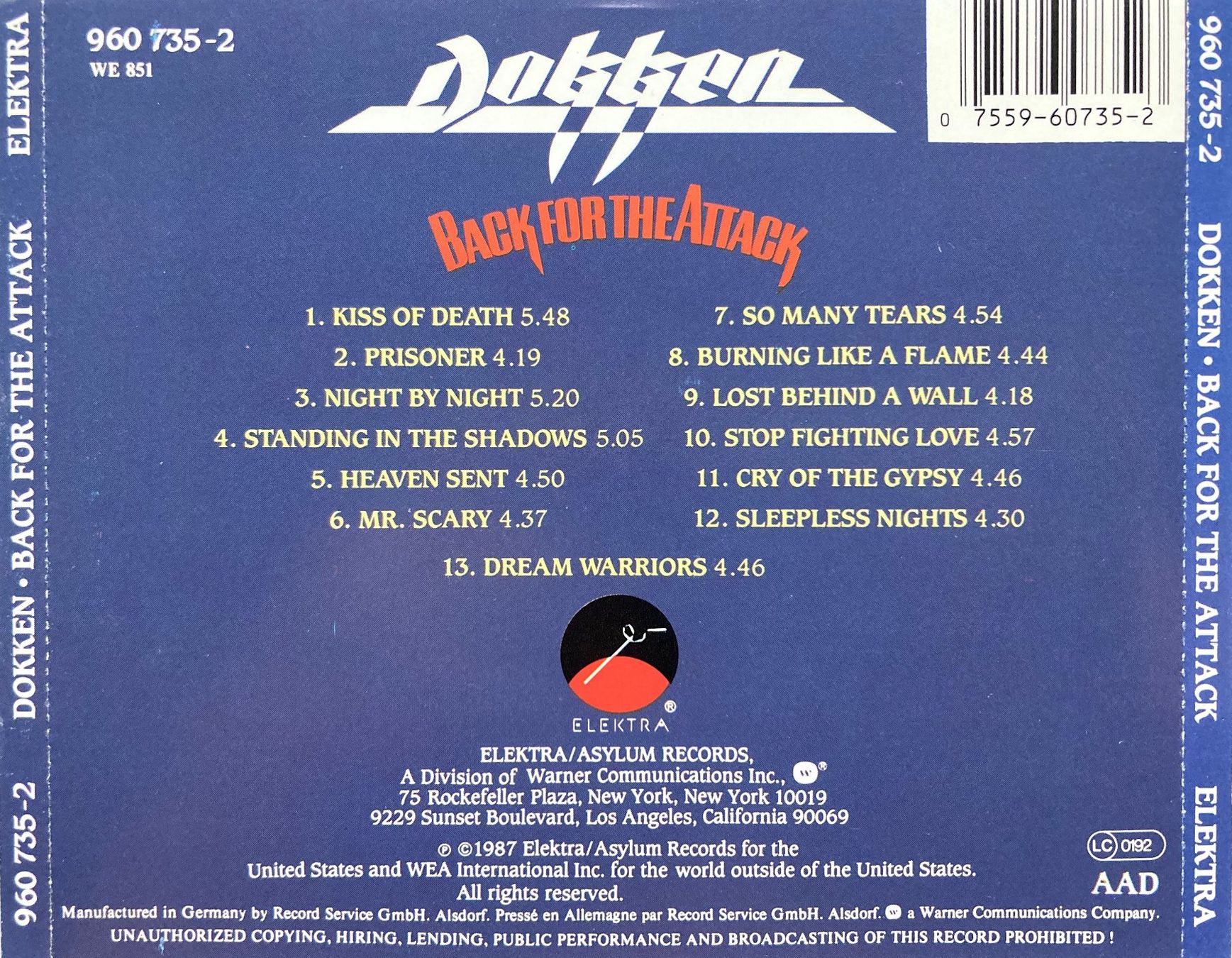 CD: DOKKEN - BACK FOR THE ATTACK – Usato da Bottens venduto da hotter-than-hell 1