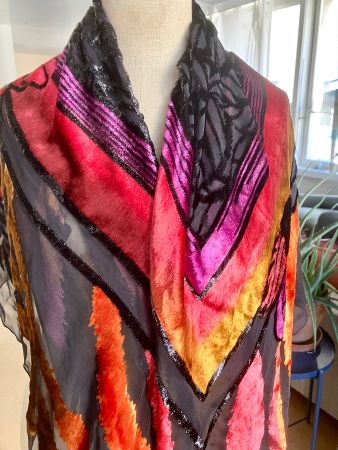 Rarer Seidenschal Foulard aus Lyon -Paris, Vintage 113x113cm