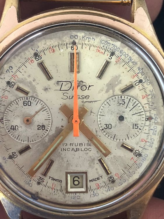 Montre Chronographe Vintage Selux Valjoux 7734 – Cadran Bleu, Bracelet Bleu – Années 70 – Mécanique Manuelle
