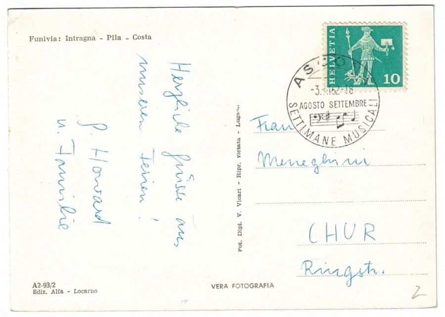 Cartoline postali: Intragna, Ponte della Valle, circolata 1962 – Usato da Frauenfeld venduto da POML 1
