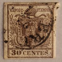 Lombardei-Venetien 1850 – 30 C. Handpapier TOP Optik (Mi. 4)