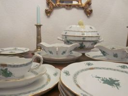 Speiseserv HEREND * APPONYI GRÜN * für 6 Personen HANDBEMALT