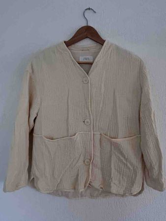 Zara Jacke Strukturstoff beige neuwertiger Zustand