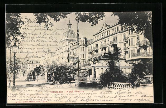Cartoline postali: Interlaken, Blick durch Bäume auf das H – Usato da Berlin venduto da bartko-reher