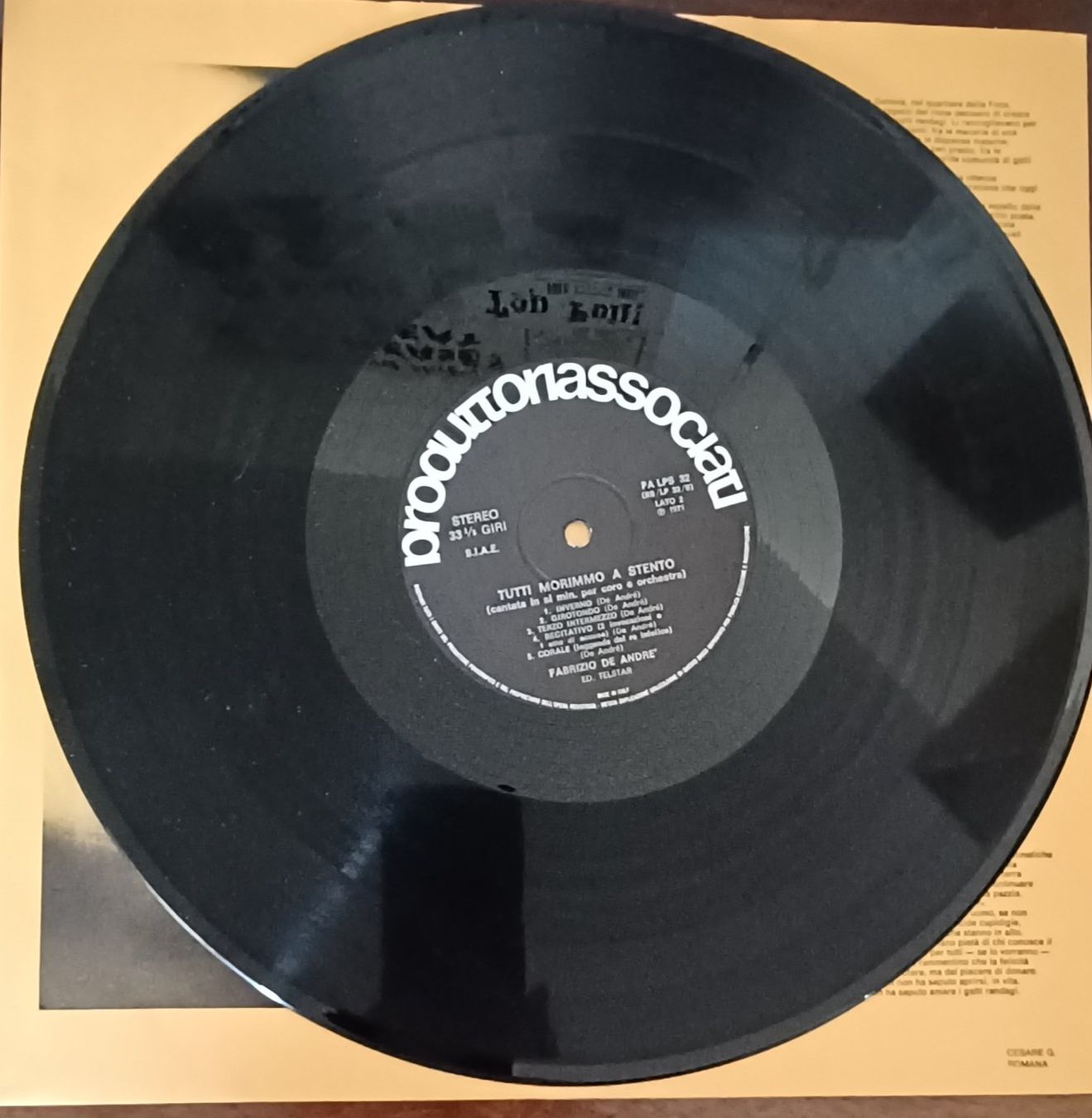 Dischi in vinile: FABRIZIO DE ANDRE' - tutti morimmo a stento 1971 RE  Chanson – Usato da Hägendorf venduto da Plattenhardt 5