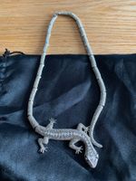 Magnifique collier argenté vintage gecko