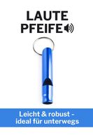 Signalpfeife aus Aluminium, blau – mit Schlüsselring