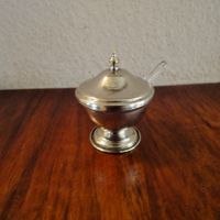 Antike Kleine Dose versilbert mit Löffel, Vintage!