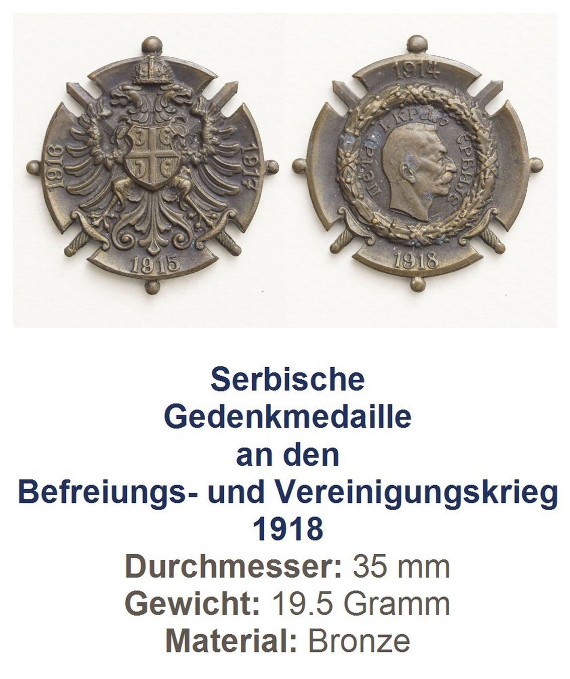 Medaglie: Serbische Gedenkmedaille 1918 – Usato da Flamatt venduto da samowarow