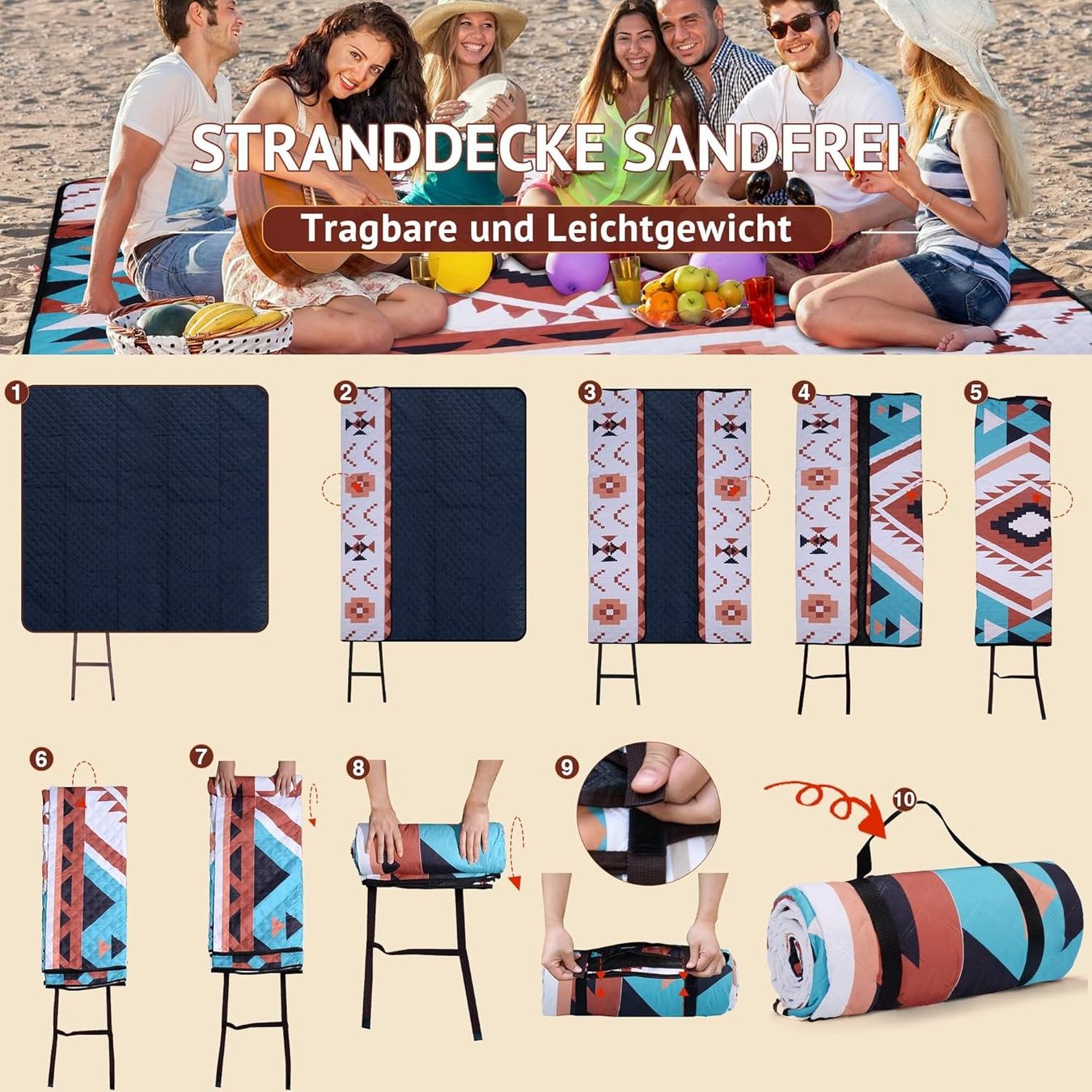 Coperte: Picknickdecke Wasserdicht 200x200cm – Nuovo e nell'imballaggio originale da Nuglar venduto da SaleRitter 5