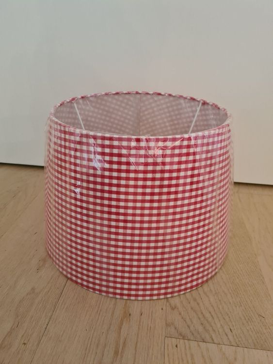 Tofficu Lampenschirm Rot-kariert – Stoff & Eisen, Plissiert, 24x24x14 Cm, Für Deckenleuchten