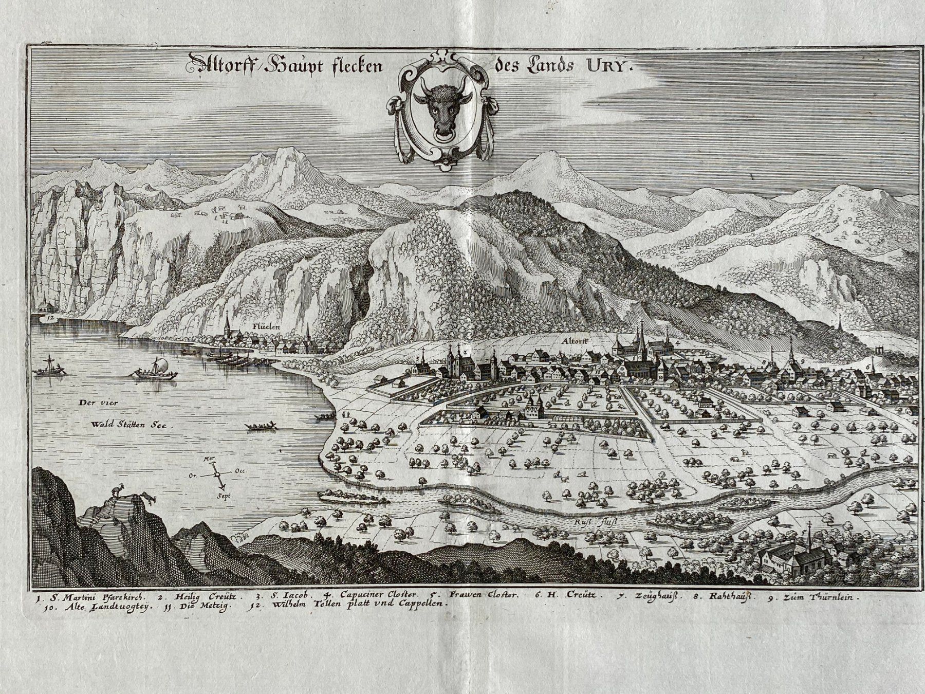 Stiche: Stich Altdorf Original Merian um 1640 – Gebraucht aus Vaduz von Unikate-Markt 1