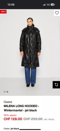 Guess Damen Winterjacke Mantel Kunstleder Gr. Lschwarz